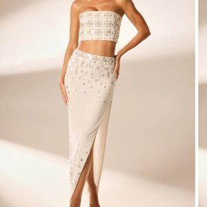 Oh Polly Cream and Silver Skirt Set